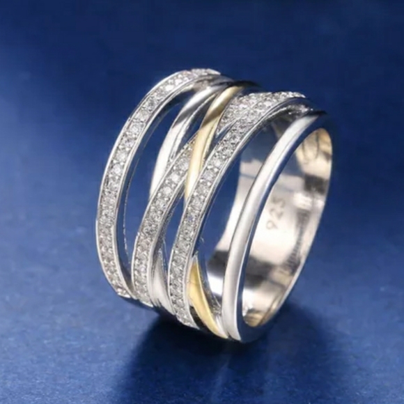 New Silver Gold Line Ring - Picture 3 of 6